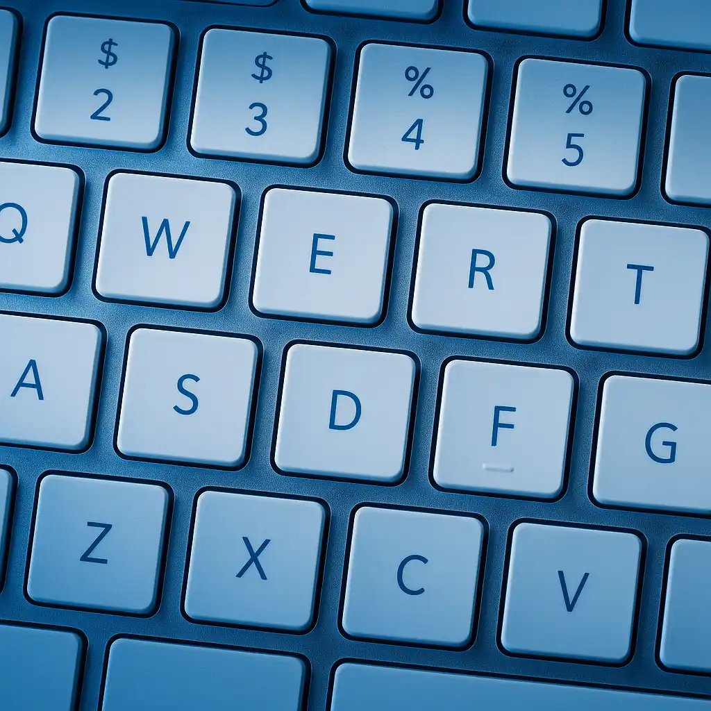 Close-up of a modern computer keyboard highlighting keys used for shortcuts and typing.